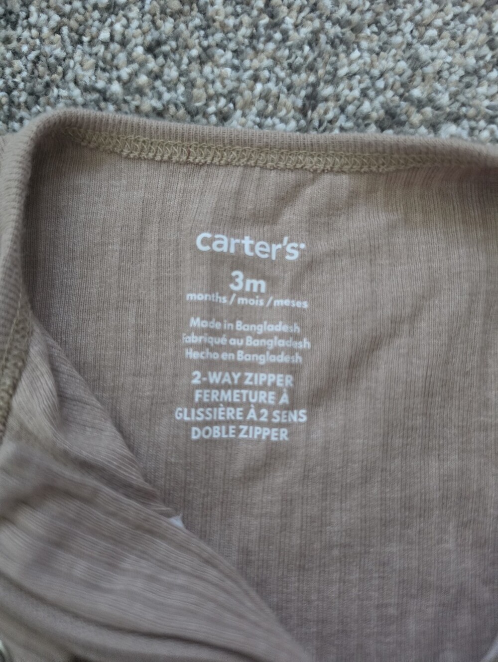 Carter's Green Plaid & Beige Bear Footed One-Piece Set - Picture 6 of 7